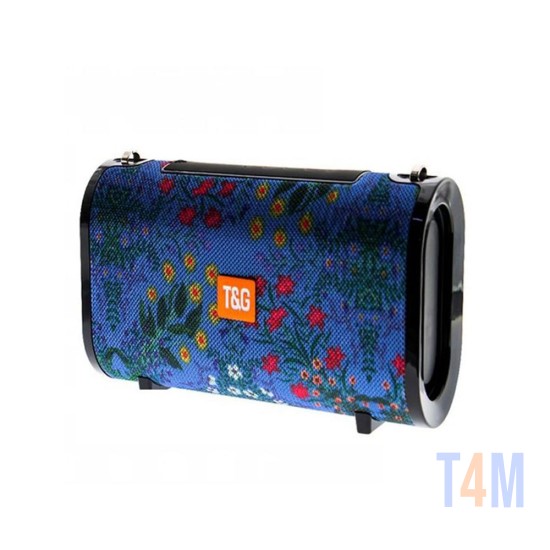 T&G BLUETOOTH SPEAKER TG-123/TG123 FM/TF/AUX/U DISK/HAND-FREE CALLS FLOWER SKY BLUE